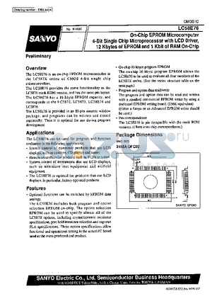 LC5874 datasheet - On-Chip EPROM Microcomputer 4-Bit Single-Chip Microprocessor with LCD Driver, 12 Kbytes of EPROM and 1Kbits of RAM On-Chip