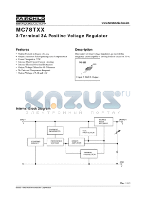 MC78T12CT datasheet - 3-Terminal 3A Positive Voltage Regulator