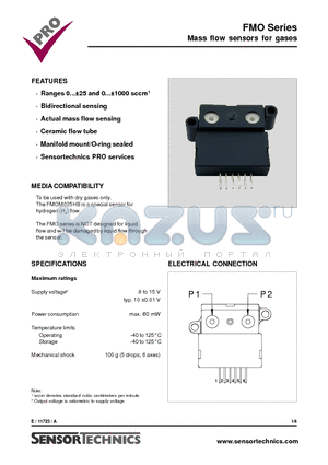 FMOL001DB datasheet - Mass flow sensors for gases