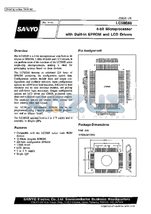 LC58E68 datasheet - 4-Bit Microprocessor with Built-in EPROM and LCD Drivers