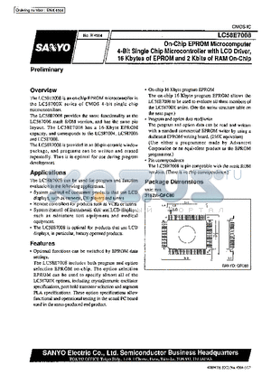 LC58E7004 datasheet - On-Chip EPROM Microcomputer 4-Bit Single-Chip Microcontroller with LCD Driver, 16 Kbytes of EPROM and 2Kbits of RAM On-Chip