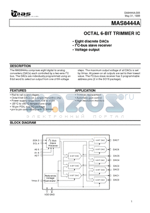 MAS8444A datasheet - OCTAL 6-BIT TRIMMER IC
