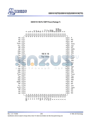 GS816118 datasheet - 1M x 18, 512K x 32, 512K x 36 18Mb Sync Burst SRAMs