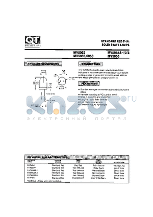 MV5054A-1 datasheet - STANDARD RED T-1 3/4 SOLID STATE LAMPS