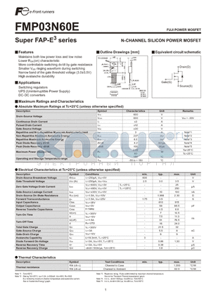 FMP03N60E datasheet - N-CHANNEL SILICON POWER MOSFET