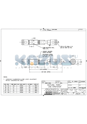 P2913 datasheet - OUTLINE, P291 LINE STRETCHER