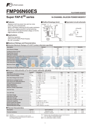 FMP06N60ES datasheet - N-CHANNEL SILICON POWER MOSFET