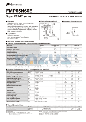 FMP05N60E datasheet - N-CHANNEL SILICON POWER MOSFET