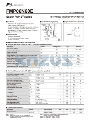 FMP06N60E datasheet - N-CHANNEL SILICON POWER MOSFET