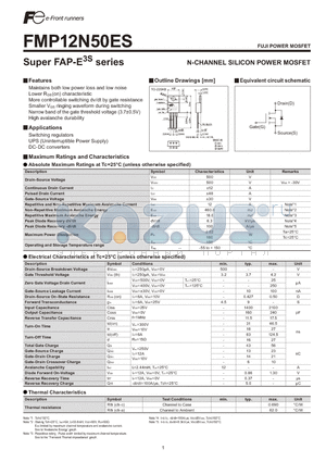 FMP12N50ES datasheet - N-CHANNEL SILICON POWER MOSFET
