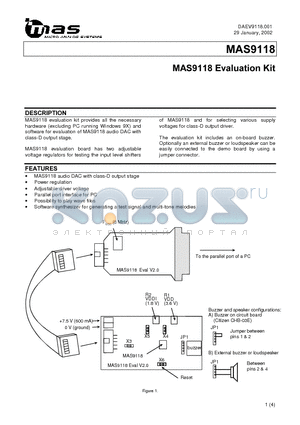 MAS9118 datasheet - Evaluation Kit