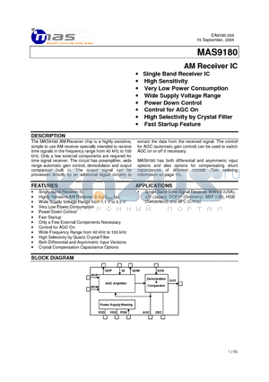 MAS9180ABTC00 datasheet - AM Receiver IC