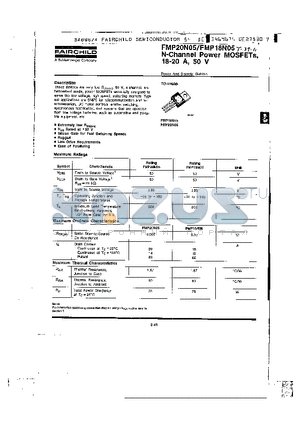 FMP20N05 datasheet - N-Channel Power MOSFETs, 18-20 A, 50 V