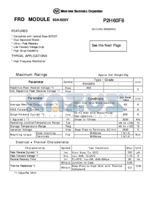 P2H60F6 datasheet - FRD MODULE 60A/600V