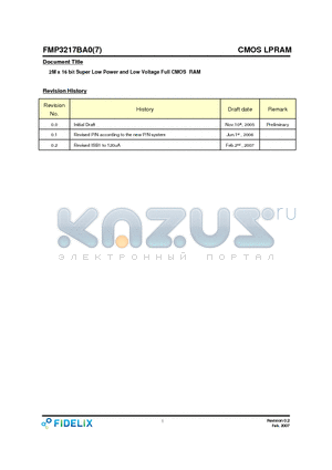 FMP3217BA0-FXXX datasheet - 2M x 16 bit Super Low Power and Low Voltage Full CMOS RAM