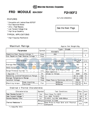 P2H80F2 datasheet - FRD MODULE 80A/200V