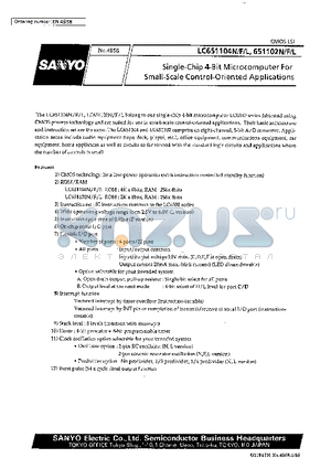 LC651102N datasheet - Single-Chip 4-Bit Microcomputer for Small-Scale Control-Oriented Applications