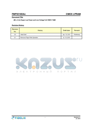 FMP3216DAX datasheet - 2M x 16 bit Super Low Power and Low Voltage Full CMOS RAM