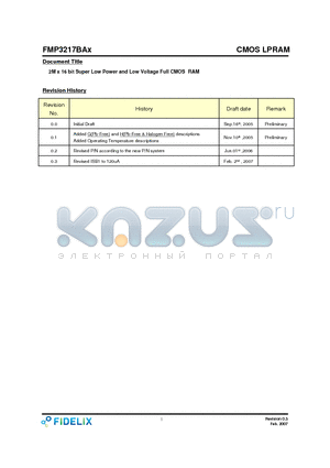 FMP3217BA2 datasheet - 2M x 16 bit Super Low Power and Low Voltage Full CMOS RAM