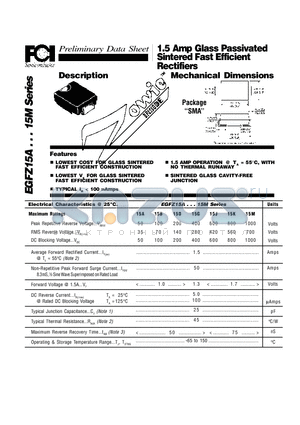 EGFZ15J datasheet - 1.5 Amp Glass Passivated Sintered Fast Efficient Rectifiers Mechanical Dimensions