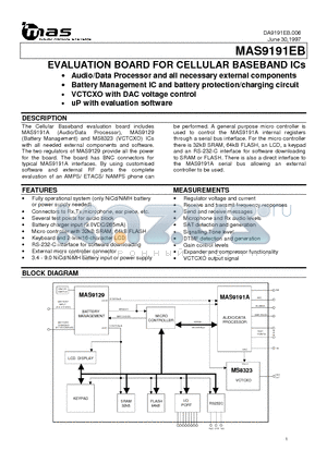 MAS9191EB datasheet - EVALUATION BOARD FOR CELLULAR BASEBAND ICs