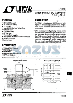 LT1088 datasheet - Wideband RMS-DC Converter Building Block