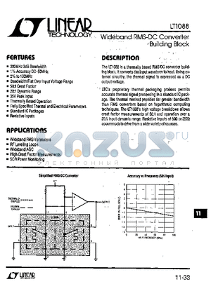LT1088CD datasheet - Wideband RMS-DC Converter Building Block