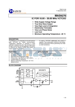 MAS9270CTG3 datasheet - IC FOR 10.00 - 30.00 MHz VCTCXO