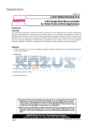 LC651304A datasheet - 4-Bit Single-Chip Microcontroller for Small-Scale Control Applications