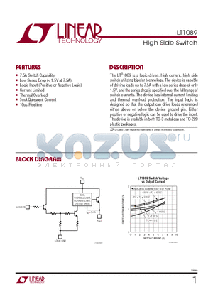 LT1089 datasheet - High Side Switch Utilizing Bipolar Technology