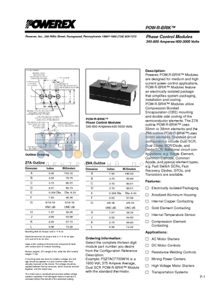 P2Z9AAA900W datasheet - Phase Control Modules (345-800 Amperes/400-3000 Volts)