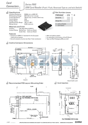 FMS006Z-2100-0 datasheet - SIM Card Reader (Push / Push, Reversed Type w. and w/o Switch)