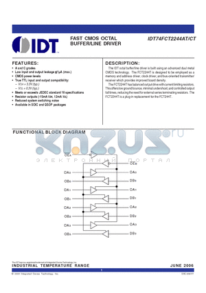 IDT74FCT2244CTSOG datasheet - FAST CMOS OCTAL BUFFER/LINE DRIVER
