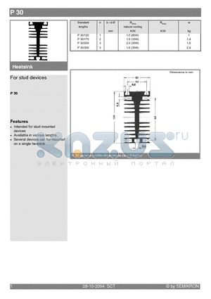 P30/300 datasheet - For stud devices