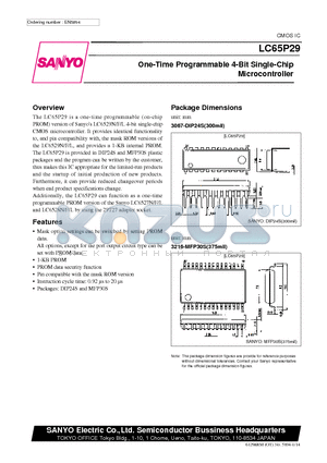 LC65E29 datasheet - One-Time Programmable 4-Bit Single-Chip Microcontroller