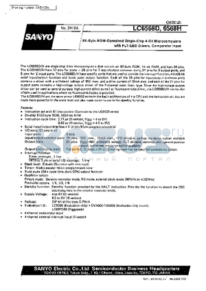 LC6568 datasheet - 8K-Byte ROM-Contained Single-Chip 4-Bit Microcomputers with FLT,LED Drivers,Comparator Input