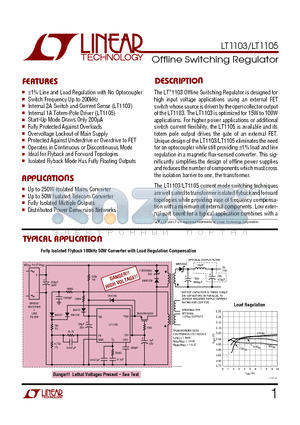 LT1105CN datasheet - Offline Switching Regulator