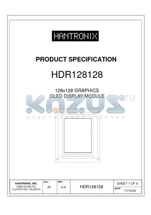 HDR128128 datasheet - 128x128 GRAPHICS OLED DISPLAY MODULE