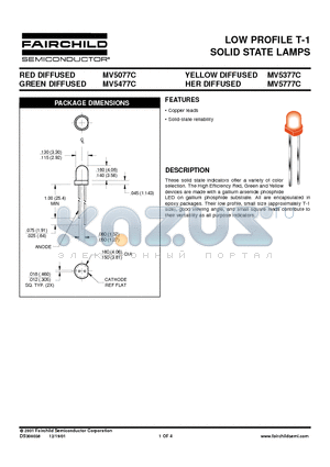 MV5477C datasheet - LOW PROFILE T-1 SOLID STATE LAMPS