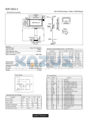 HDR12864-4 datasheet - Dimensional Drawing