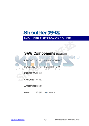 HDRD_TO39 datasheet - SAW RESONATOR