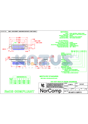 HDRIGHTANGLE datasheet - MALE-HIGH DENSITY