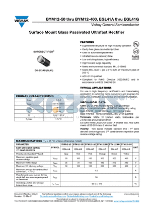 EGL41D datasheet - Surface Mount Glass Passivated Ultrafast Rectifier