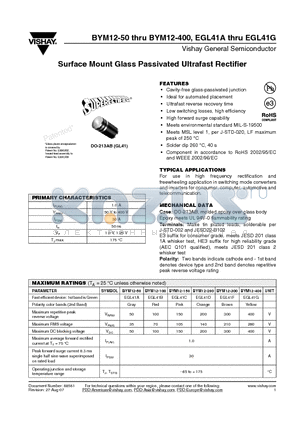EGL41D-E3/96 datasheet - Surface Mount Glass Passivated Ultrafast Rectifier
