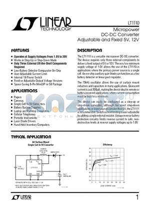 LT1110CS8-12 datasheet - Micropower DC-DC Converter Adjustable and Fixed 5V, 12V