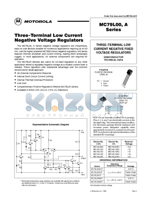 MC79L05ACD datasheet - THREE-TERMINAL LOW CURRENT NEGATIVE FIXED VOLTAGE REGULATORS