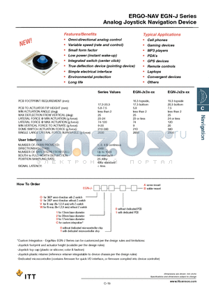 EGN-J-O100B datasheet - Analog Joystick Navigation Device