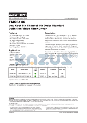 FMS6146MTC14 datasheet - Low Cost Six Channel 4th Order Standard Definition Video Filter Driver