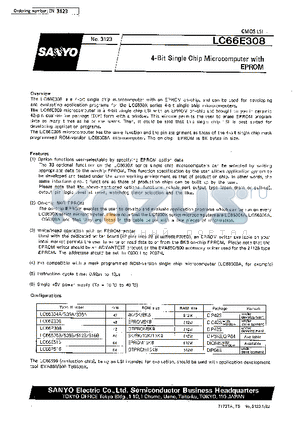 LC66308A datasheet - 4-bit single-chip microcomputer with EPROM