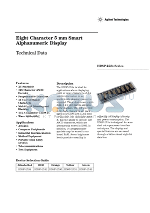 HDSP-2530 datasheet - Eight Character 5 mm Smart Alphanumeric Display